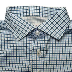 Collars & Co Polo Shirt Mens S Blue White Plaid Preppy Dress Collar Classic NEW